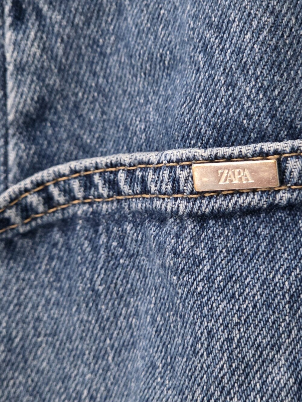 Zara Paperbag High Waisted Blue Medium Wash Barrel Jeans - Picture 6 of 7